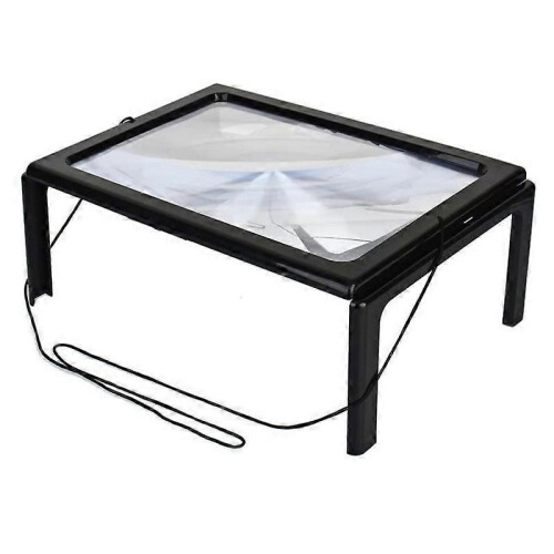 Large A4 Reading Magnifier with 4 Led Light,3x Full Page Magnifying Glass Foldable Desktop Stand Magnifier Hands-free Rectangular Loupe Reading Aid 1