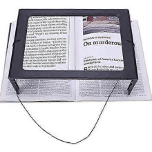 Large A4 Reading Magnifier with 4 Led Light,3x Full Page Magnifying Glass Foldable Desktop Stand Magnifier Hands-free Rectangular Loupe Reading Aid