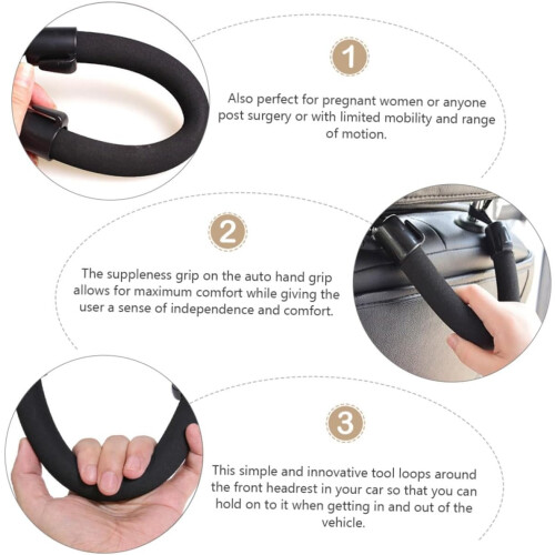 Car Headrest Grab Handle with Secure Strap for Vehicle Safety and Passenger Mobility Aid 2