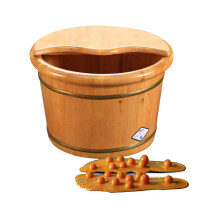 Cedar Wooden Foot Spa with Lid, Insulated Foot Bath Bucket with Massage Nodes and Durable Rust‑Resistant Hoop