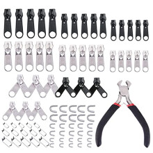 Zipper Kit with Pliers Universal Slider Replacement for Clothes Bags Tents Jackets 84pcs