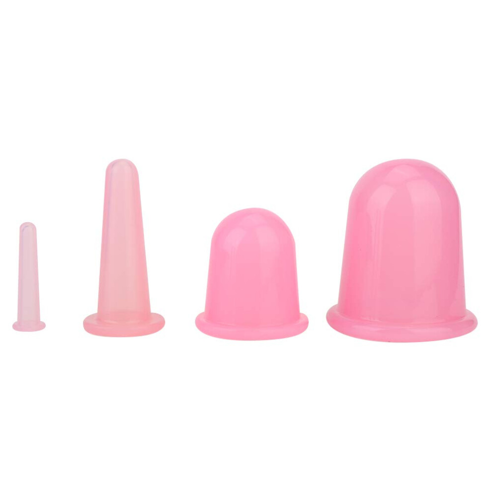 Facial Cupping Set 4pcs Silicone Massage Cups for Face and Body Lifting Firming Skincare Pink