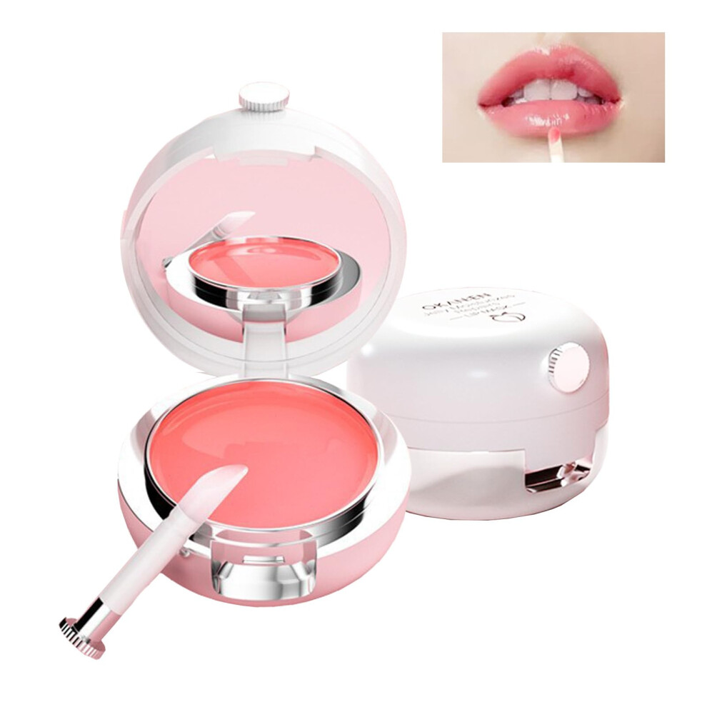 Lip Mask with Brush and Mirror Case, Hydrating Jelly Lip Balm for Overnight Nourishing and Glossy Finish