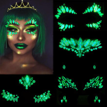 Glow in the Dark Face Gems Stickers Reusable Luminous Face Jewels for Festival and Rave Party