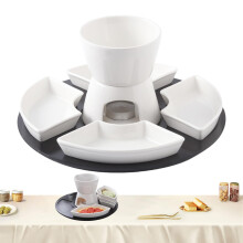 Chocolate Fondue Set Ceramic Fondue Pot with Even Heating for Parties, Kids and Family Gatherings