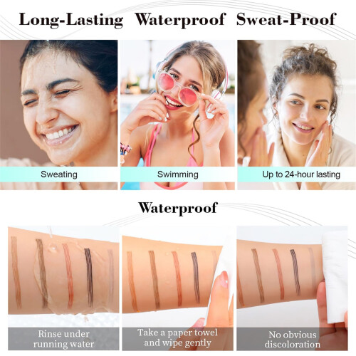 Microblading Eyebrow Pen Waterproof 4 Tip Microfork Smudge Proof for Natural Long Lasting Black 1