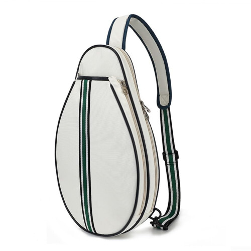 Tennis Racket Bag with Secure Compartment, WeatherResistant Polyester, Adjustable Crossbody Strap, White