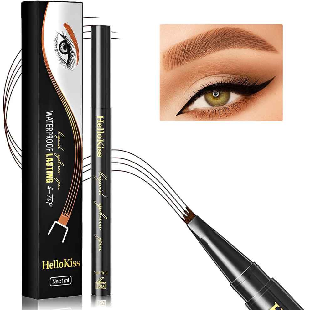 Brown Waterproof Microblading Eyebrow Pen Dark With Precision Tip For Natural Hairlike Strokes