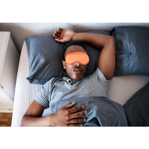 Orange Plush Sleep Mask with Soft Comfort, Effective Light Blocking and Adjustable Strap for Travel 2