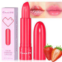 Color Changing Lipstick Waterproof Moisturizing Long Lasting Dual Use Strawberry Pink Red #02