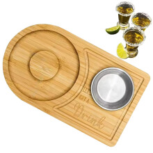 Wooden Margarita Salt Rimmer for Glasses with Lime Seasoning Tray for Home Bar Cocktails