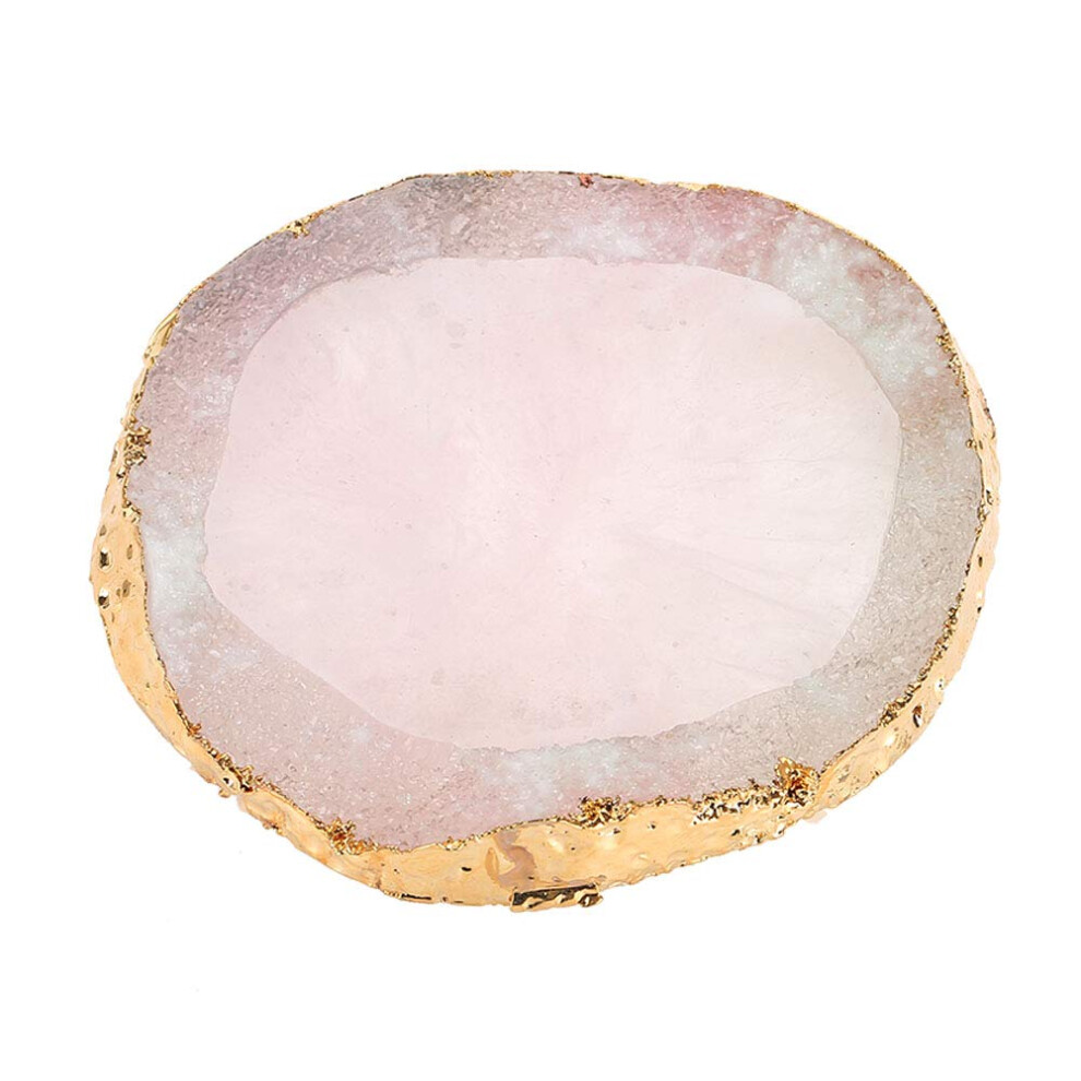 Nail Art Palette Pink Resin Mixing Tray with Gold Edge for Gel Polish and Cosmetic Blending