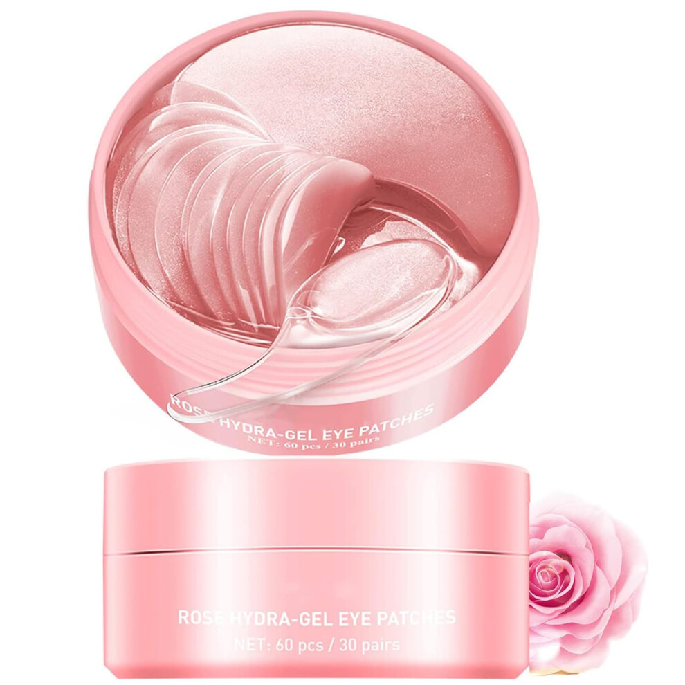 Under Eye Patches for Puffy Eyes and Dark Circles, Hydrating AntiWrinkle Rose Gel Pads