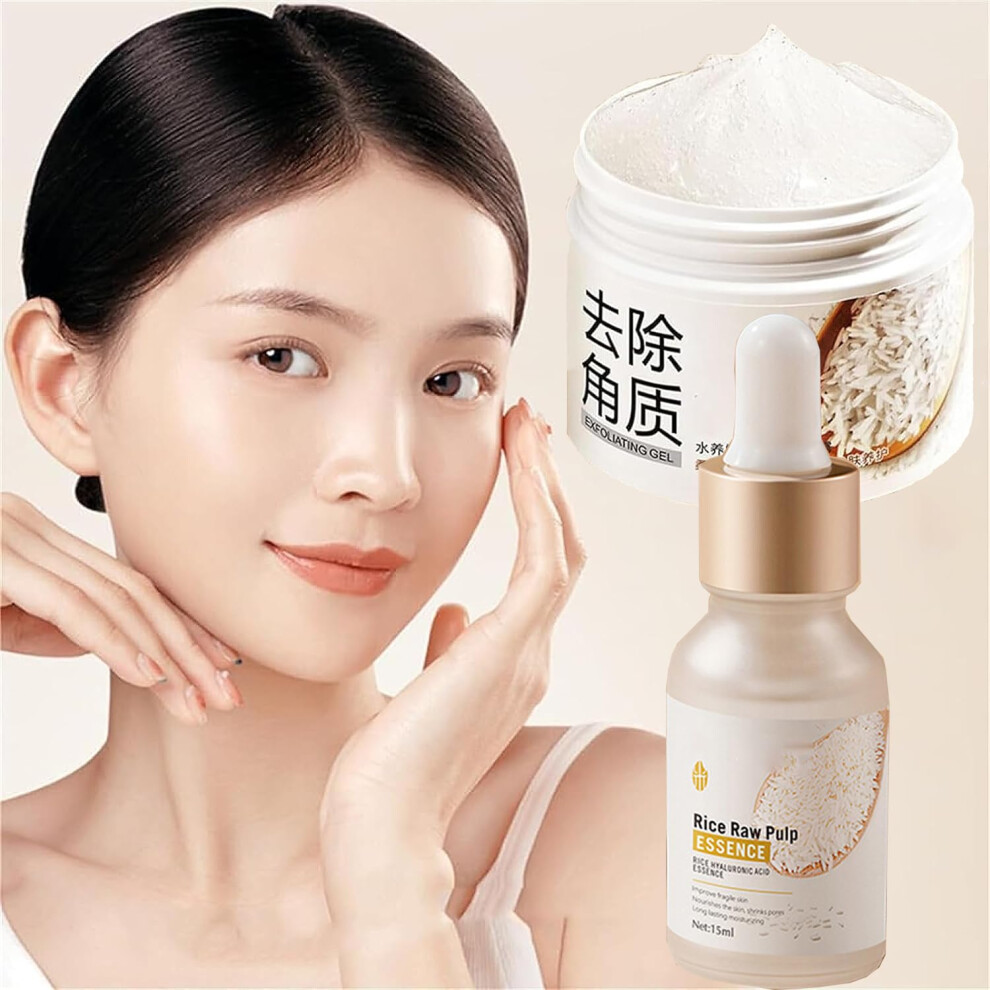 Rice Exfoliating Gel Skin Whitening Scrub with Gentle Pore Refining Moisturizing Brightening Care