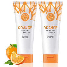 Orange Exfoliating Gel Face and Body Scrub, Gentle Brightening Collagen Hydration, 2 Pcs