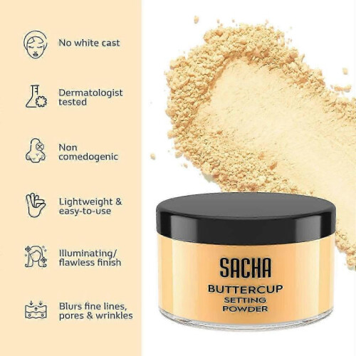 New Sacha Buttercup Setting Powder - Finely Milled and Flash-Friendly bogo 2