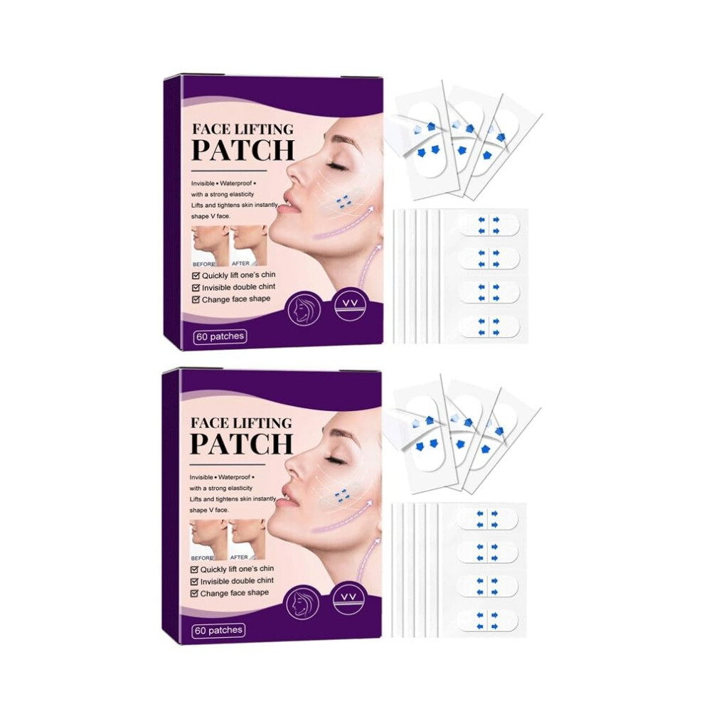Face Lifting Tape Pack of 2, Invisible Waterproof Lift for Wrinkles, Jawline and Neck Tightening