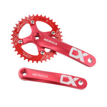 Mountain Bike Crankset 170mm 104BCD Single Speed Square Taper with 38T Chainring Red Aluminum Alloy