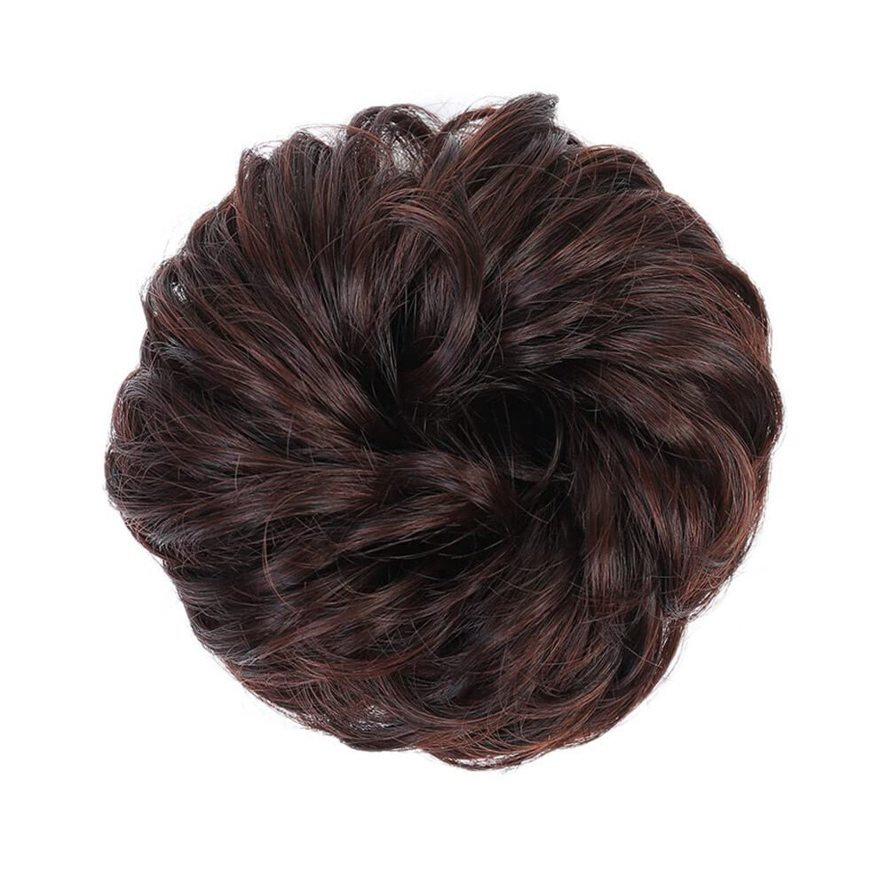 Unisex Messy Bun Hairpiece Synthetic Curly Donut Chignon Extension With Secure Elastic Fit For Quick Updo