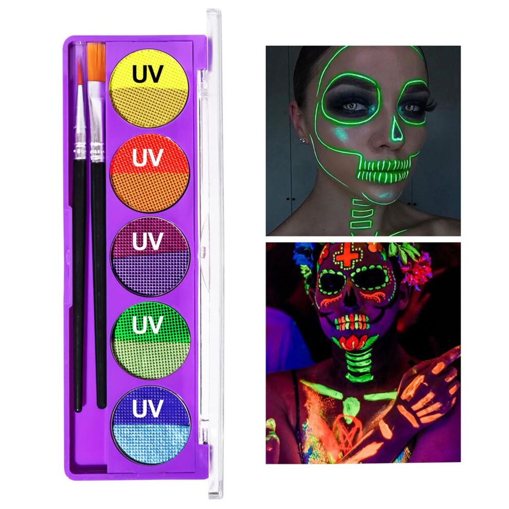 Neon Eyeliner Palette 10Color Water Activated UV Glow Face and Body Paint Matte Finish