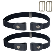 Cinto elástico sem fivela (tamanho único) Preto Black 2-pack 2 pacotes