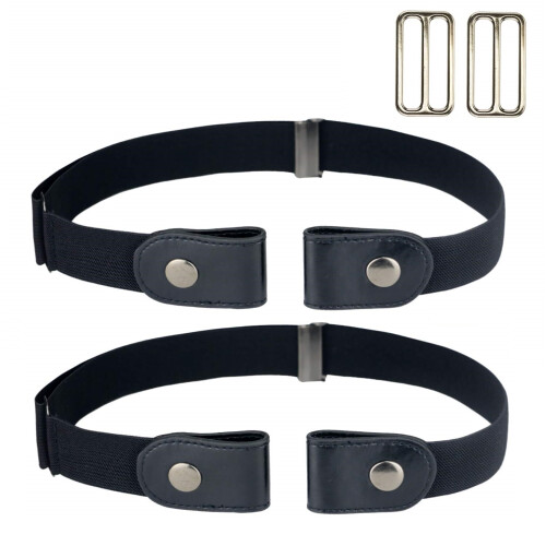 Cinto elástico sem fivela (tamanho único) Preto Black 2-pack 2 pacotes