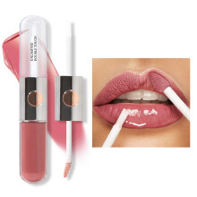 Waterproof Liquid Lipstick with Clear Gloss, Longwear Plump Effect, Shade 05