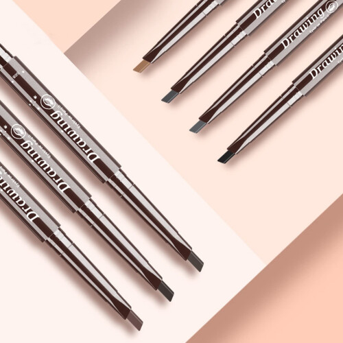 Dual Ended Triangle Tip Eyebrow Pencil with Brush, Retractable Long Lasting Beginner Friendly 2