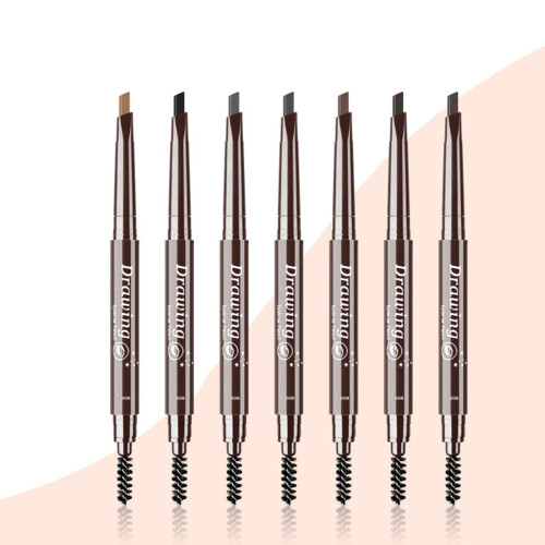 Dual Ended Triangle Tip Eyebrow Pencil with Brush, Retractable Long Lasting Beginner Friendly 1