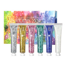 Glitter Gel for Face Hair and Body, Holographic Shimmer Effect, 6pcs Festival Makeup Set