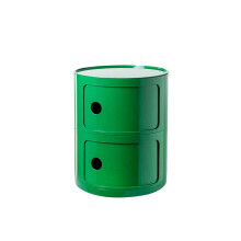 Plastic Round Bedside Table with Slim Storage Cabinet for Bedroom and Small Space Use
