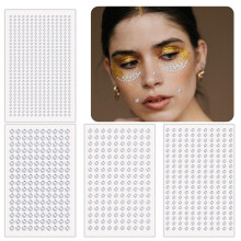 Face Gems Stickers, Self Adhesive Rhinestone Face and Body Jewels for Festival Makeup, 4 Sheets