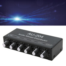 Stereo-Sound-Signalmischer 2-in-4-Ausgänge 3,5 mm Schwarz Aluminumlegierung