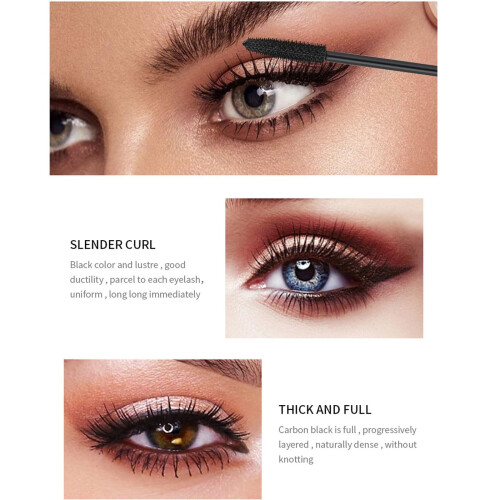 Waterproof Mascara 2pcs 4D Long Curl Hold Volumizing Lash Makeup with Sweat Resistant Lengthening Effect 2