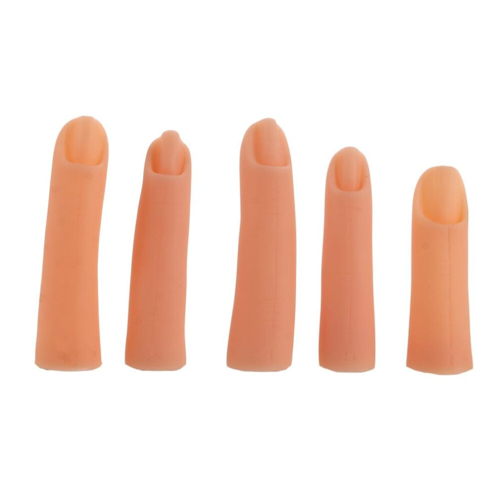 5Pcs Silicone Practice Fingers Set for Nail Art Training, Soft Realistic Flexible Fake Fingers for Manicure Practice