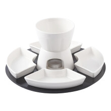 Chocolate Fondue Set with HeatResistant Ceramic Pot for Desserts Cheese Parties and Holiday Gatherings