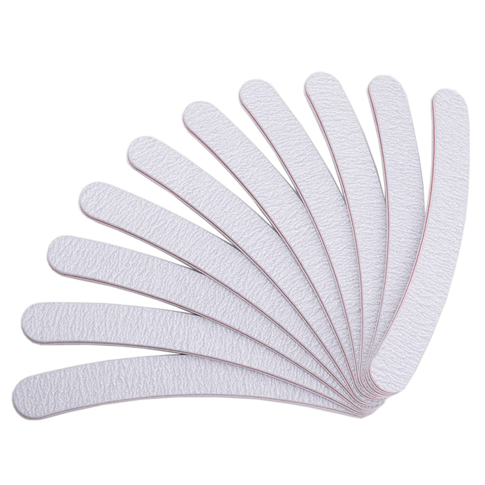 10pcs 100/180 Grit Curved Nail File and Buffer Set for Acrylic and Natural Nails Salon Use