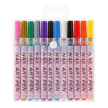 3D Nail Art Pen Set with 12 Multicolor Painting Pens for DIY Manicure and Home Salon Designs