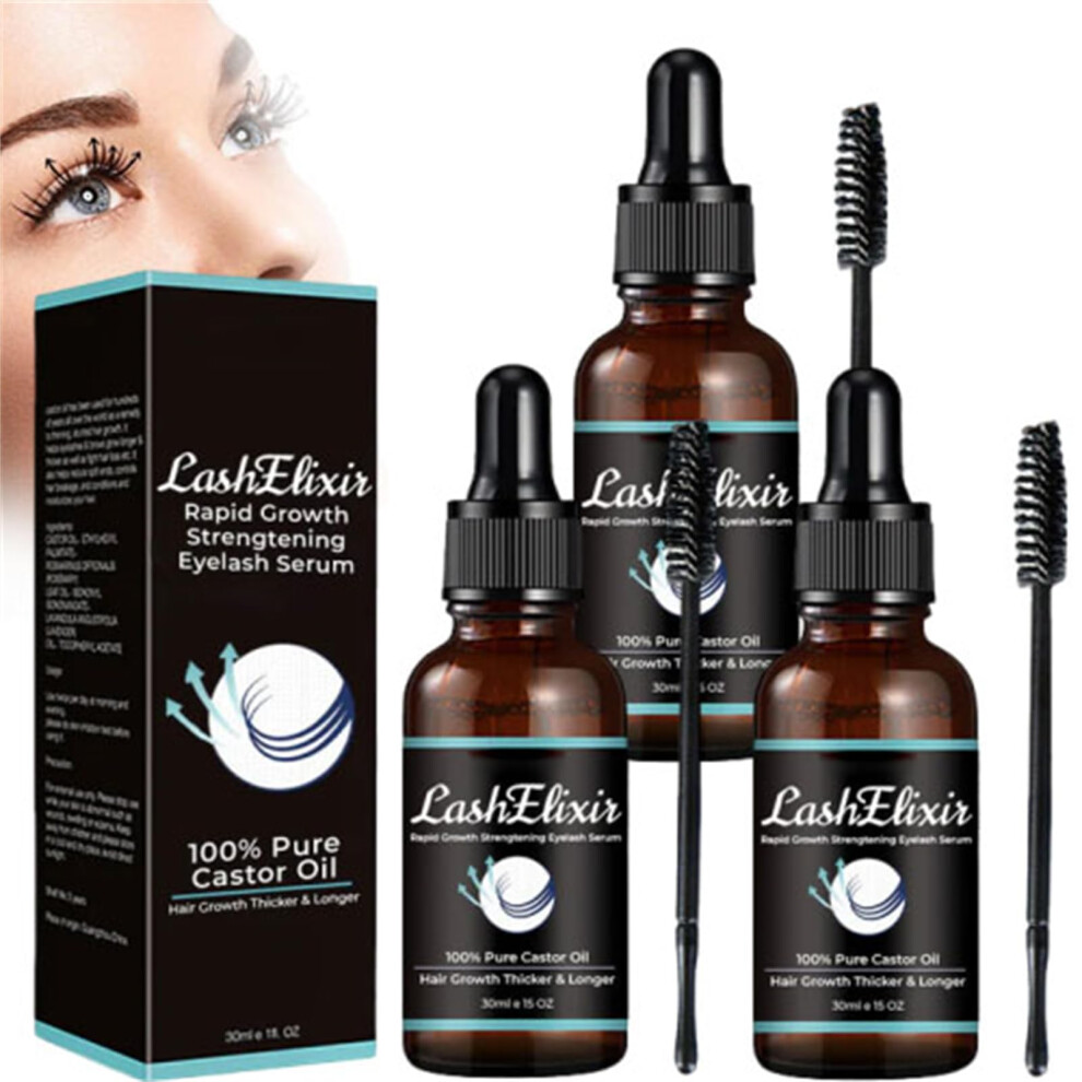 Black Eyelash Growth Serum Pack Of 3 Castor Oil For Rapid Lash Growth And Thicker Fuller Eyelashes