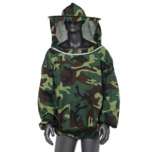 Beekeeping Suit Camouflage Bee Protection Jacket with Veil Breathable Cotton and Elastic Cuffs