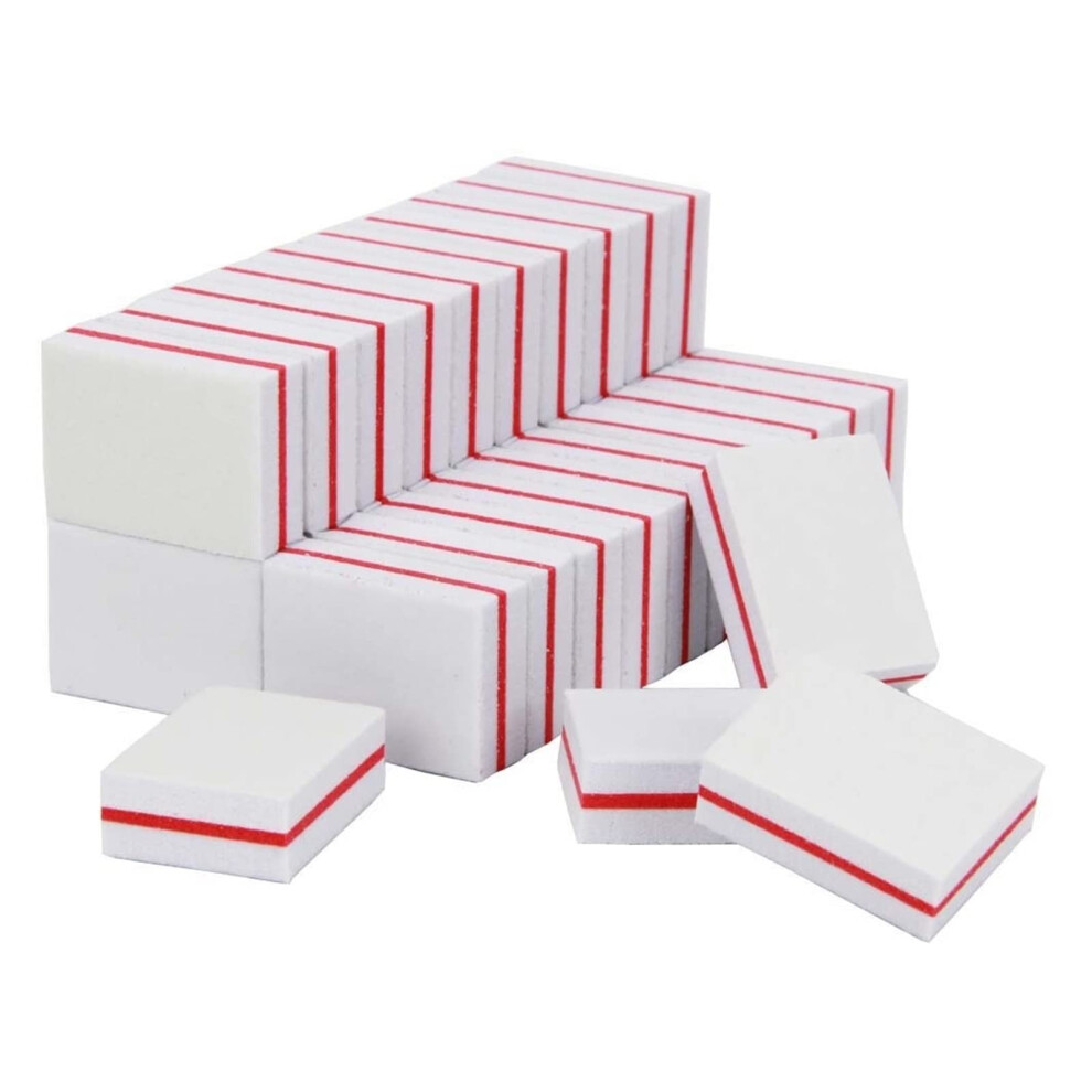 White 200Pcs 100/180 Grit Nail Buffing Block Mini Sponge File For Manicure Pedicure Salon