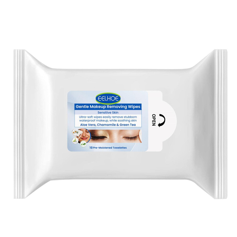 Alcohol Makeup Remover Wipes, 10 Count Moisturizing Facial Cleansing Wipes for Travel Use