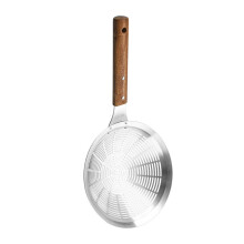 Stainless Steel Skimmer with Wooden Handle, Fine Mesh Strainer Spoon for Frying and Draining