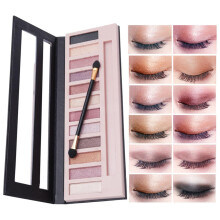 12 Color Shimmer Eyeshadow Palette Pigmented Nude Matte and Glitter Makeup