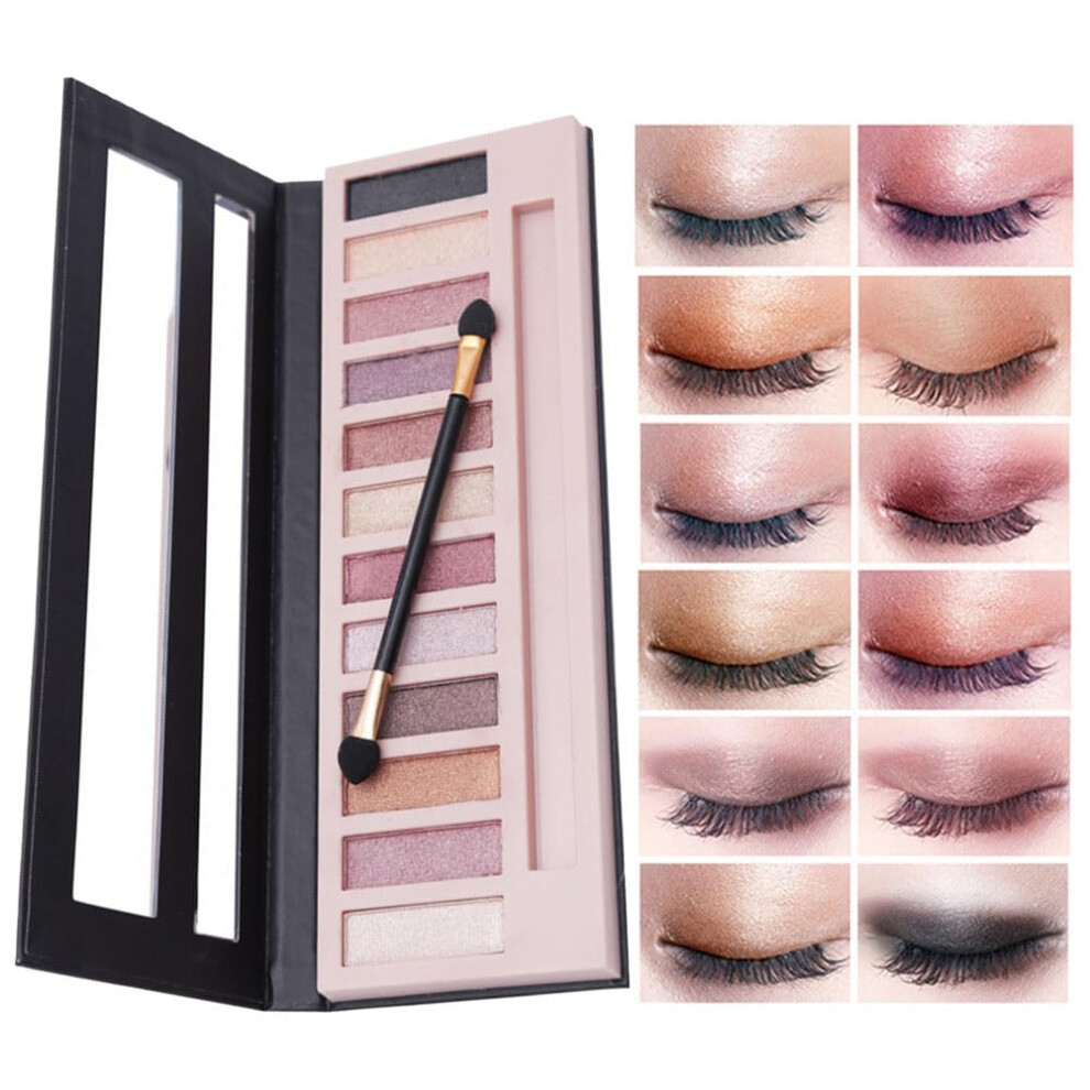 Cream 12 Color Shimmer Eyeshadow Palette Pigmented Nude Matte And Glitter Makeup