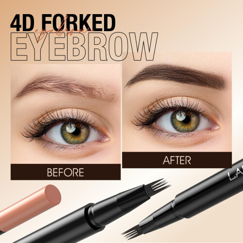 Micro Four Tip Waterproof Eyebrow Pen and Pencil for Natural Long Lasting Precise Brows (#1 Black) 2