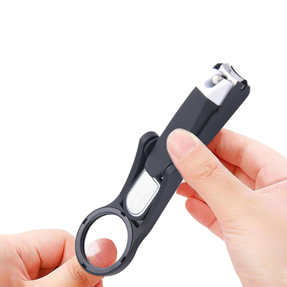 Nail Clippers with Magnifying Glass and Protective Cover, Stainless Steel Toenail Trimmer for Elderly