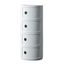Modern Plastic Bedside Table with MultiLayer Storage for Bedroom and Living Room, Beige 2F White 4F