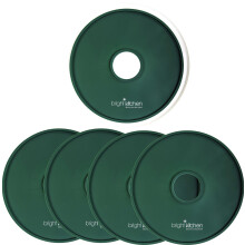 Bright Kitchen 4 Fruit Leather Silicone Dehydrator Sheets with EDGES - NON-Toxic for Nesco Round Dehydrators Lip Mold Hold Batter Liquids Fruit Roll