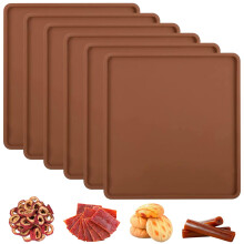AIHSUMC Pack of 6 Silicone Dehydrator Sheets with Rim, Dehydrator Mats with Non-Stick Coating, Non-Stick Drying Film for Dehydrator, Reusable Food